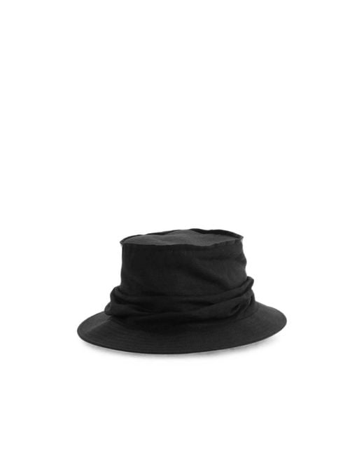 Yohji Yamamoto Black Draped Bucket Hat for men
