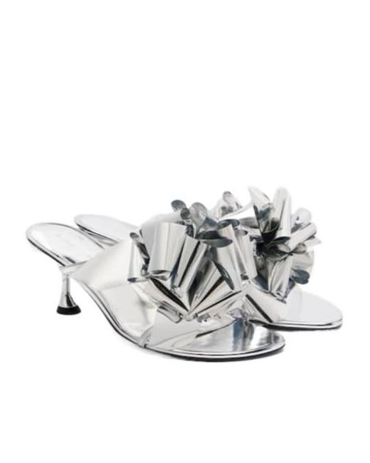 Proenza Schouler White Tee Souvenir Mirrored Leather Mules