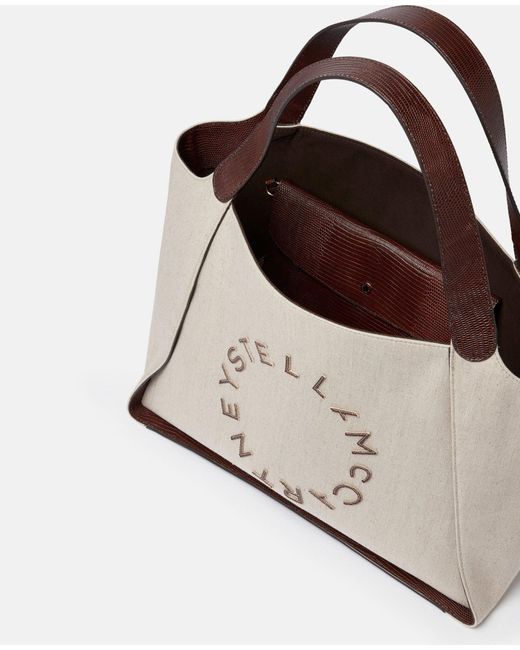 Stella McCartney Natural Logo-Appliqué Top Handle Bag