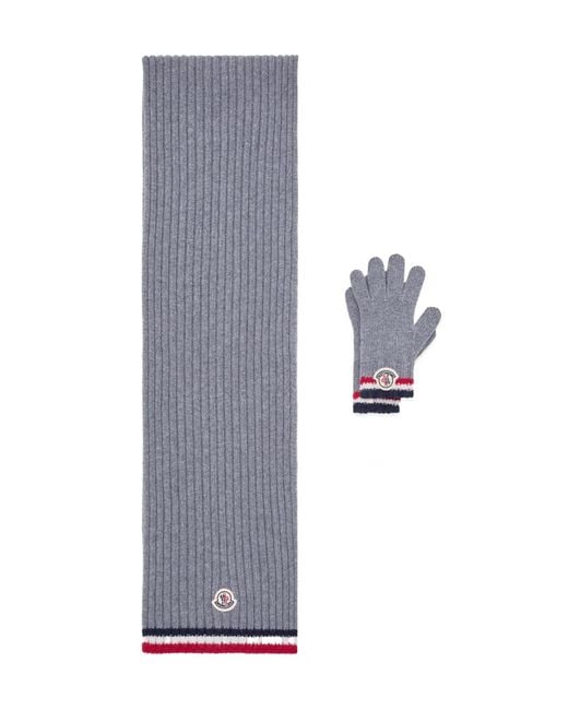 Moncler Blue Scarf And Gloves Set
