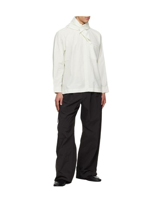 Homme Plissé Issey Miyake White Long-Sleeve Scarf Shirt for men