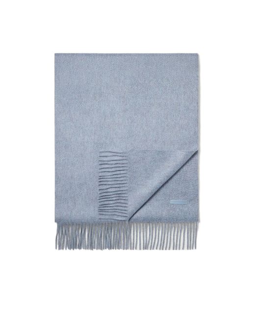 Zegna Blue Fringed Knitted Scarf for men