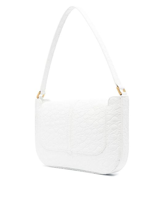 By Far White Miranda Crocodile-Effect Shoulder Bag