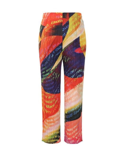 Pleats Please Issey Miyake Red Pleats Please Issey Miyake Voyager Pleated Trousers