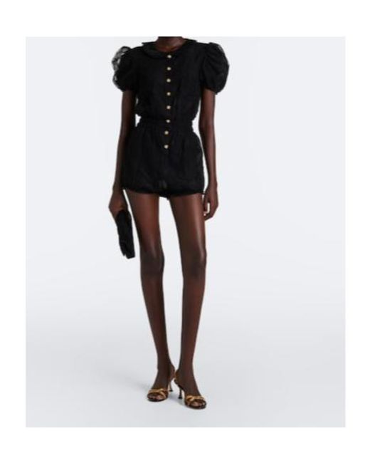Alessandra Rich Black Lace Romper