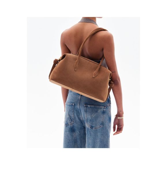 Yuzefi Brown Brioche Duffle Shoulder Bag