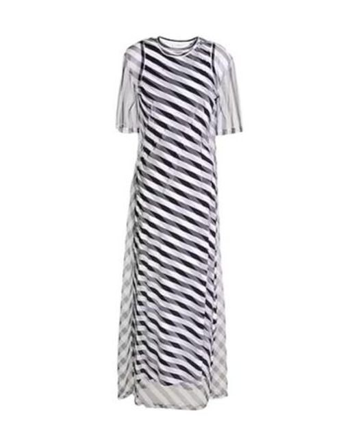 Sportmax White Fitted Striped Dress