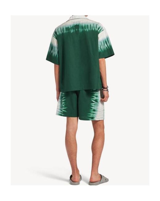 Balenciaga Green Extreme Tie-Dyed Bowling Short Sleeved Shirt for men