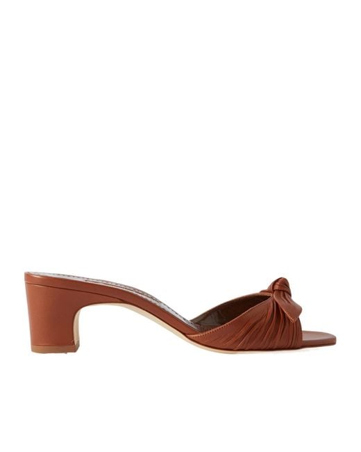 Manolo Blahnik Brown Lolloso Pleated High-Heeled Sandals