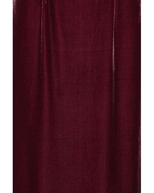 ROTATE BIRGER CHRISTENSEN Red Silk Velvet Strap Dress