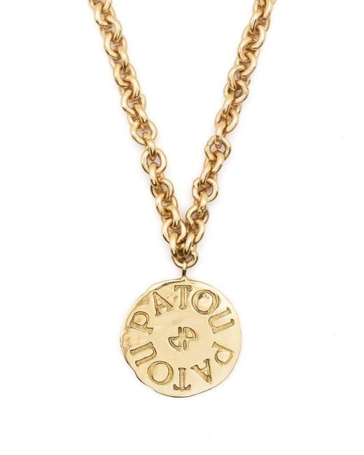 Patou White Logo Engraved Necklace