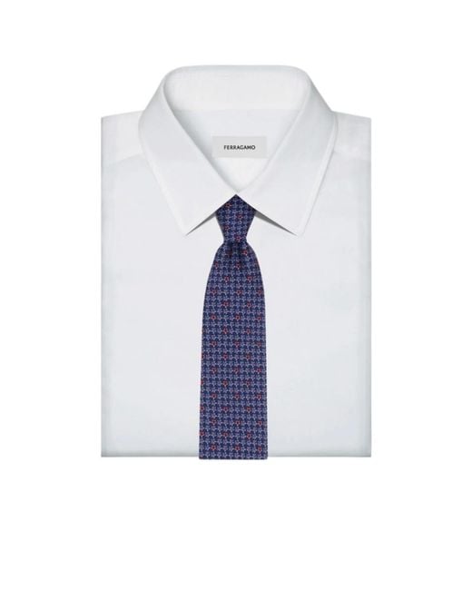Ferragamo Blue Turtles Print Silk Tie for men