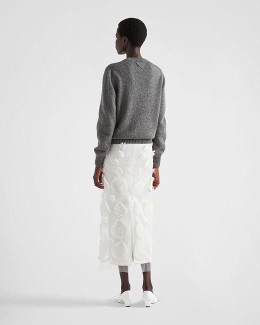 Prada Gray Long-Sleeved Crewneck Knitted Jumper