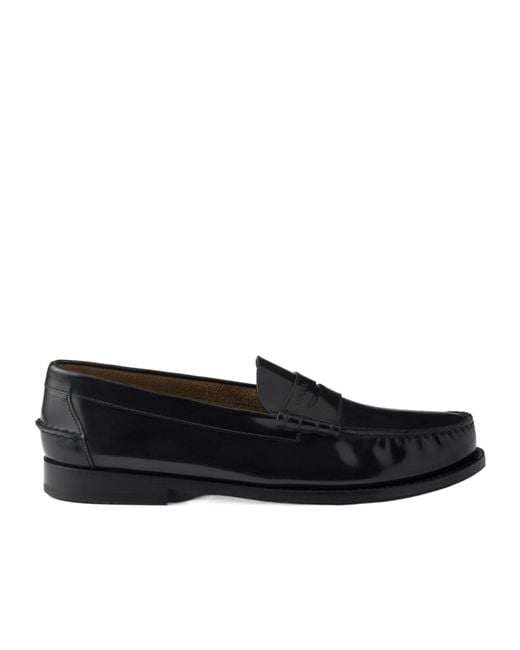 Prada Black Logo-Embossed Loafers for men