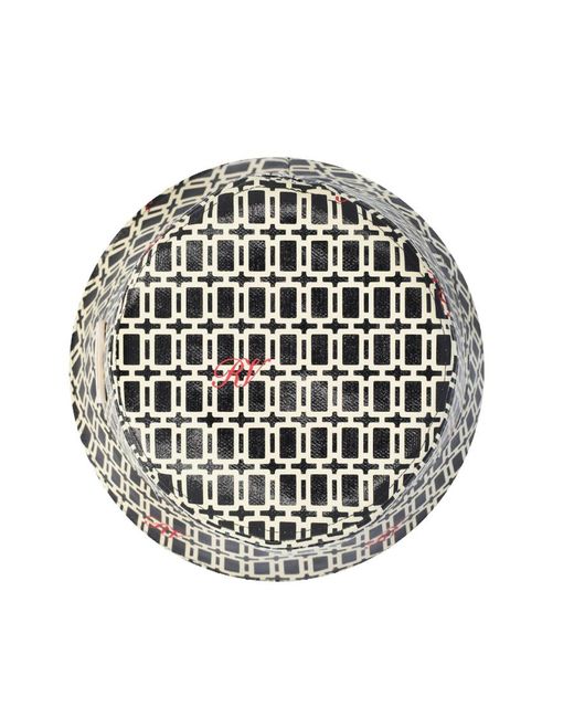 Roger Vivier White Geometric Pattern Printed Fisher Hat