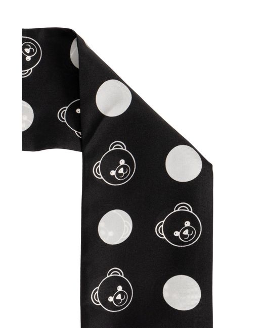 Moschino Black Polka Dot Teddy Logo Scarf for men