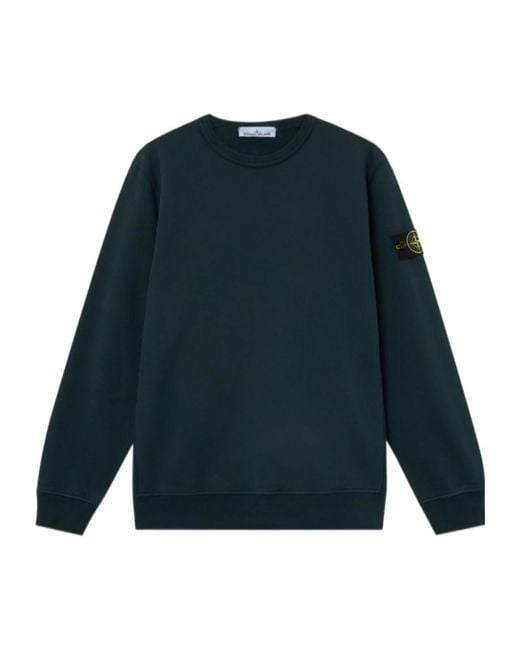 Stone Island Green Regular-Fit Crewneck Sweatshirt With Ribbed Inserts for men