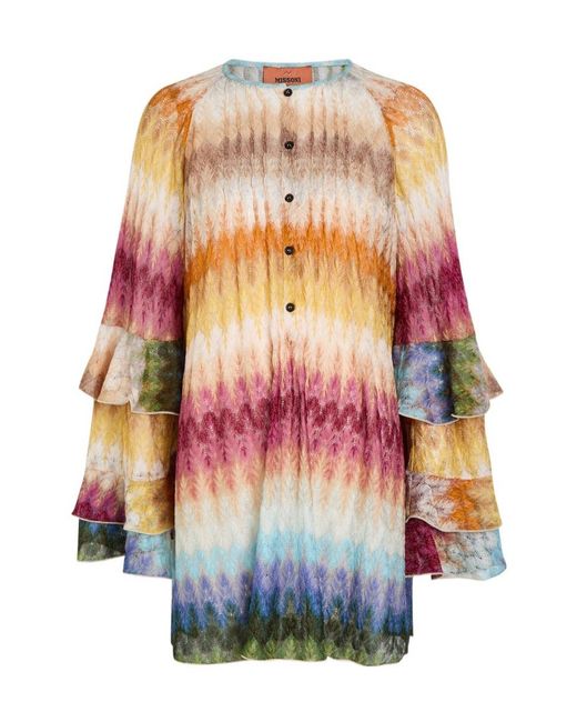 Missoni White Chevron Fine-Knit Mini Dress