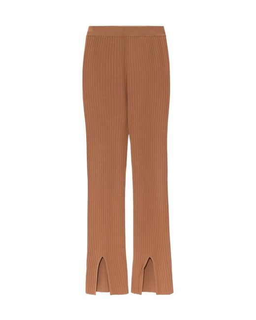 Nanushka Brown High-Waist Front-Slit Leggings
