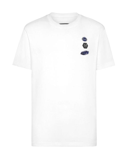 Philipp Plein White Crewneck Ss Cars Racing Jersey T-Shirt for men