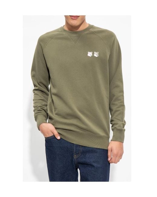 Maison Kitsuné Green Logo-Patch Sweatshirt for men