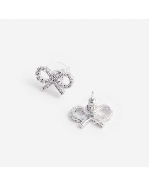 Self-Portrait White Micro Bow Embellished Earrings