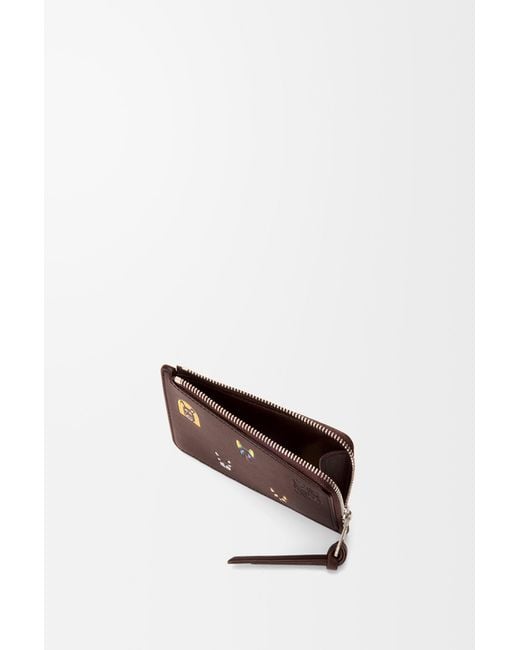 Loewe Brown Cat-Patterned Card Holder And Coin Purse for men