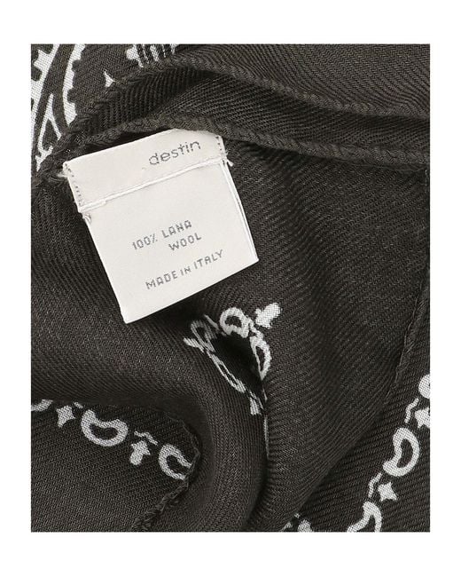 Destin Black Patterned Square Scarf for men