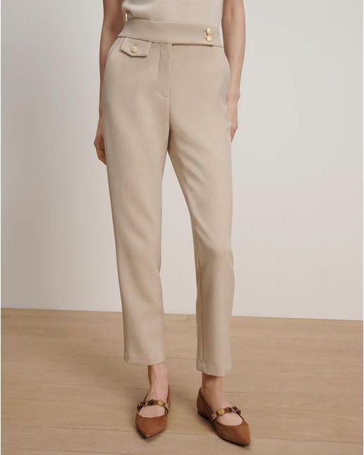 Veronica Beard Natural Renzo Slim-Leg Pant