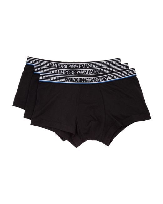 Emporio Armani Black Logo-Print Boxer Briefs for men