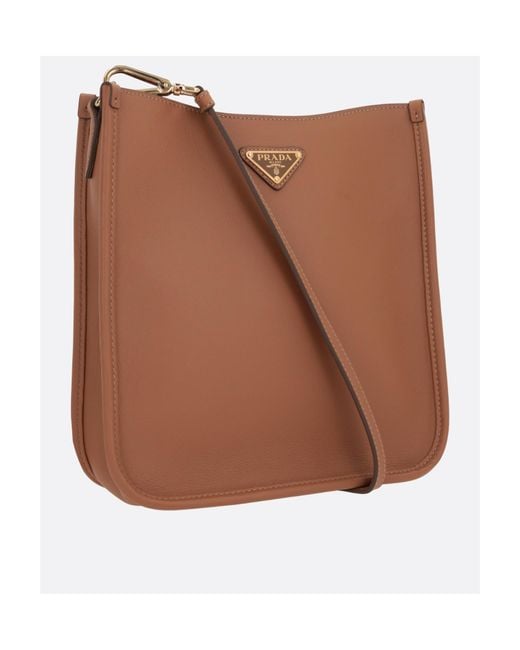 Prada Brown Triangle-Logo Crossbody Bag