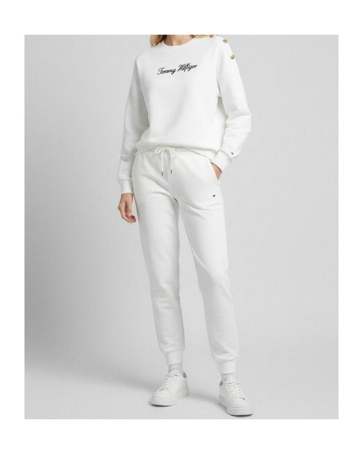 Tommy Hilfiger White Shoulder-Detail Sweatshirt