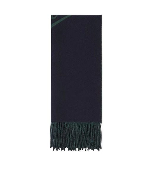 Gucci Blue Fringe Detailed Scarf for men