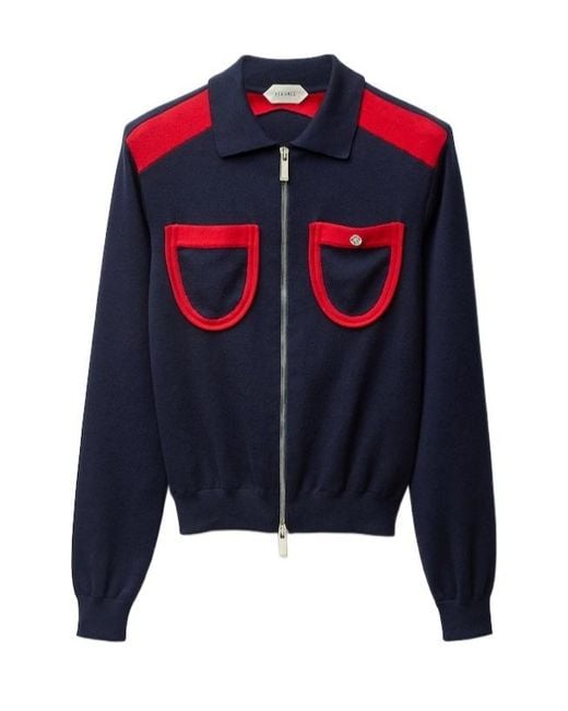 Versace Blue Long-Sleeved Zipped Cardigan