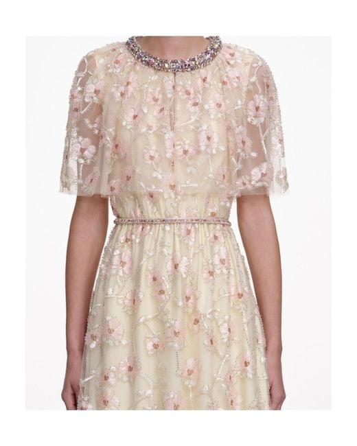 Self-Portrait Natural Floral Embellished Maxi Dress