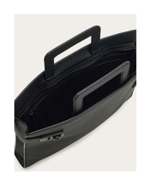 Ferragamo Black Business Bag With Gancini Buckles for men
