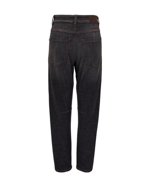 Brunello Cucinelli Black Equestrian Straight-Leg Jeans