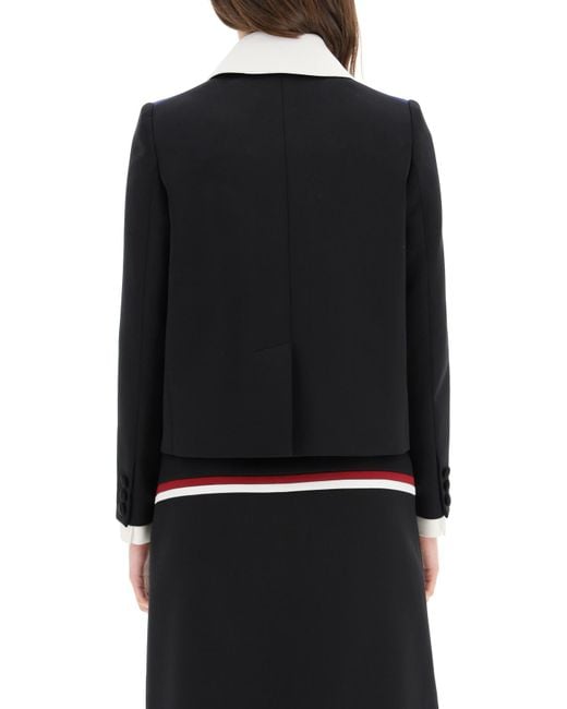 Miu Miu Black Logo-Patch Tailored Jacket