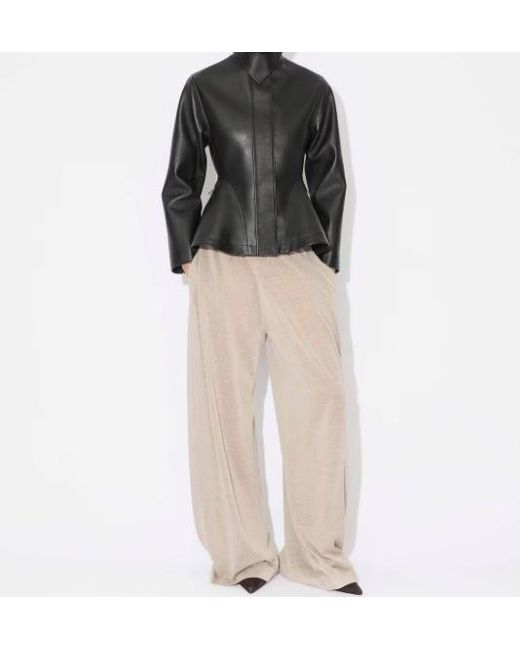 Alaïa Blue Lambskin Peplum Leather Jacket