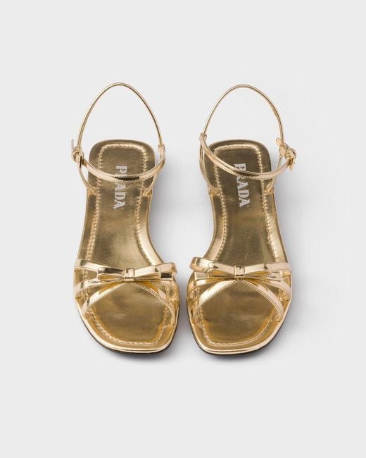 Prada Flat Metallic Leather Sandals