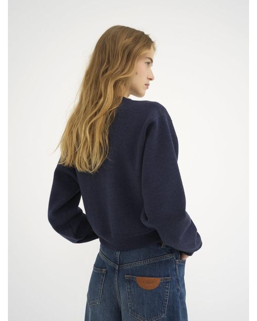 Chloé Blue Embroidered-Logo Jumper