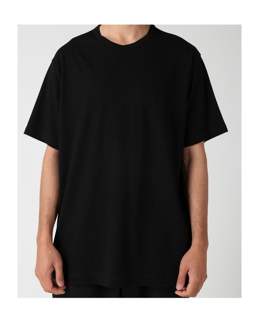 Yohji Yamamoto Black Soft Single Jersey Round Neck Ss Tee for men