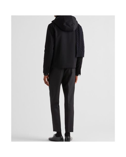 Prada Black Logo Plaque Zip-Up Hooded Jacket for men