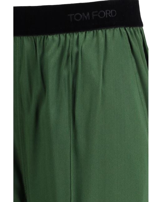 Tom Ford Green Satin Straight Leg Pants