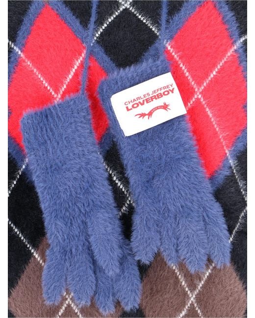 charlesjeffreyloverboy Red Charles Jeffrey Loverboy Argyle Knit Sweater for men