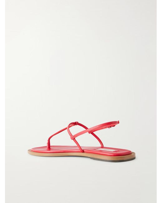 Totême Red T-Strap Flat Sandals