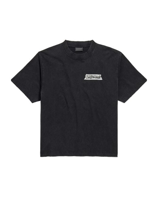 Balenciaga Black Cotton Masking Tape T-Shirt