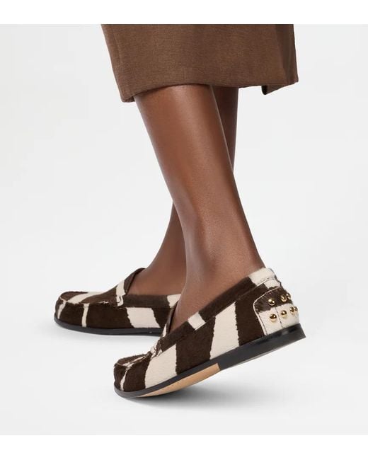 Tod's Black Striped Studded Loafers