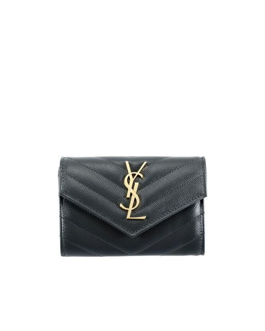 Saint Laurent Black Flip Envelope Wallet
