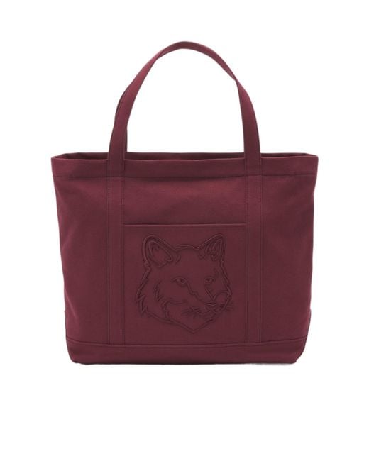 Maison Kitsuné Maison Kitsuné Fox Head Embroidered Large Tote Bag